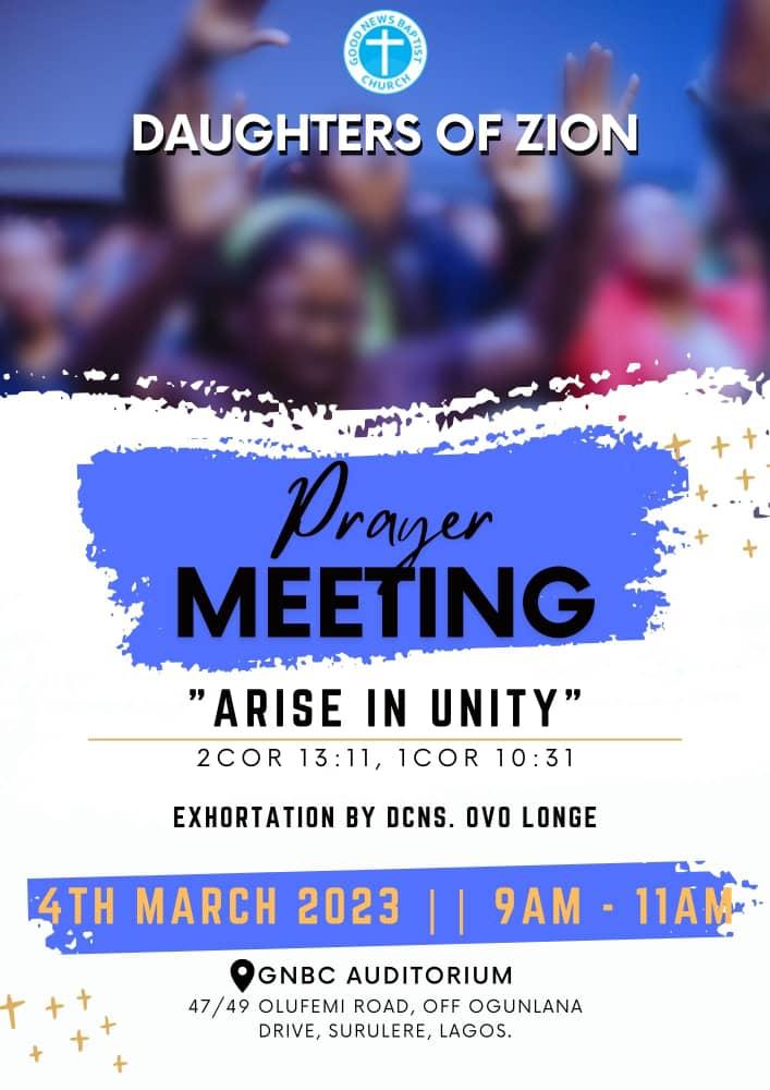 Daughter of Zion prayer meeting program for March 2023